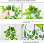 LOYWREE 1 Pack Artificial Hanging Plant Kit with Pot and Hanger - 39" Long Fake Pothos Vines - Hanging Potted Faux Plant Indoor for Wall Ceiling Bedroom Bathroom Living Room Home Decor (White Pot)