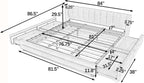 KEIKI Thick Chenille King Bed Frame with 4 Storage Drawer & Upholstered Tufted Cushioned Headboard, Modern Solid Wood Floor Platform Cloud Bed Frame for Bedroom, No Box Spring Needed, Beige