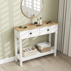 kinbor Entryway Table - White Console Table with 2 Drawers, Narrow Small Console Table with Storage Shelf for Entryway, Living Room, Hallway, Easy to Install, White