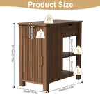 End Table with Charging Station 24'' Nightstand with Charging Station Vintage Side Table with Storage Wooden Sofa Side Table and Outlets Bedside Table for Living Room Office Bedroom (Brown)