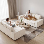 ELUCHANG 85" Modern Couches for Living Room, Natural Linen 3 Seat Sofa, Comfy Deep Seat Sofa, Spring Cushions, Removable Cover, Solid Wood Frame, Easy Assembly Loveseat for Small Space,Apartment,Beige