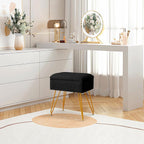 Alessing Vanity Stool Chair Ottoman with Storage, Sherpa Vanity Chair for Makeup Room, Rectangle Vanity Stools with Metal Legs, Soft Makeup Stool Footrest Footstools for Bedroom Living Room, Black | Square Padded Seat Foot Stool With Metal Legs For