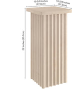 Henn&Hart 11'' Fluted Modern Wooden Square End Table, Ribbed Side Table, Nightstand for Living Room, Office, Family Room, or Bedroom, Alder White