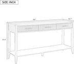 Knocbel Entryway Console Table with 3 Vertical Stripe Drawers and Storage Bottom Shelf, Sofa End Table with Sturdy Long Legs for Living Room Hallway, 15.7" D x 60" W x 31.4" H Beige