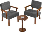 FAGAGA Accent Chairs Set of 2, 2 Solid Wood Armchairs with Side Table
