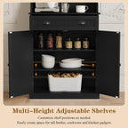 ARTPOWER 54" Kitchen Microwave Cabinet/Stand with Storage and Drawers, Pantry Storage Cabinet with Hutch & Adjustable Shelves for Kitchen, Dining Room, Living Room, Hallway in Black