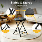 Folding Stool, 18 Inch Foldable Stool with Handle & Steel Frame, Folding Bar Stools, 500lbs Sturdy Foldable Lightweight Metal Chair for Camping, Indoor and Outdoor, Black
