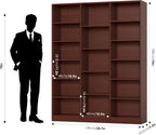 FACBOTALL Triple Wide Bookshelf, Large Bookshelf with 17 Display Shelves