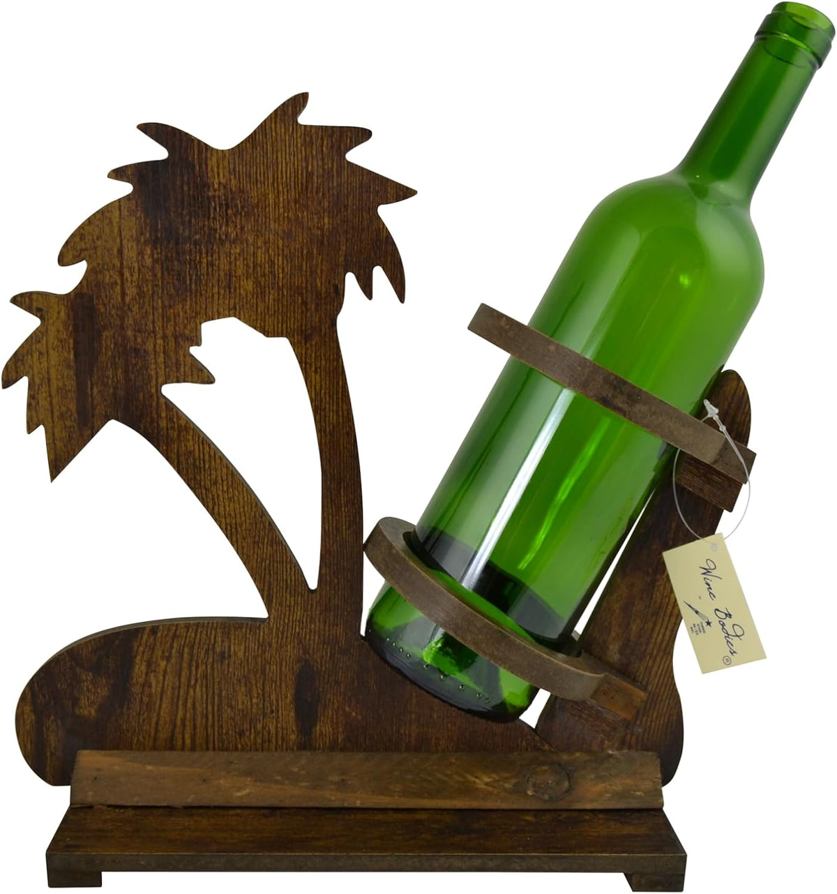 12" Brown Wooden Palm Tree Bottle Holder
