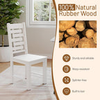 Giantex Wooden Dining Chairs Set of 4, 100% Solid Rubber Wood Kitchen Chair with High & Tilted Backrest, Wide Seat, Mid-Century Modern Side Armless Chairs for Dining Room Living Room, White