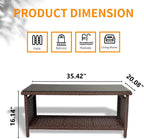 VINGLI Outdoor Wicker CoffeeTable Patio Coffee Tables for Outside, Tempered Glass Top Wicker Table with Storage Coffee Table for Patio Balcony Porch Deck (Brown)