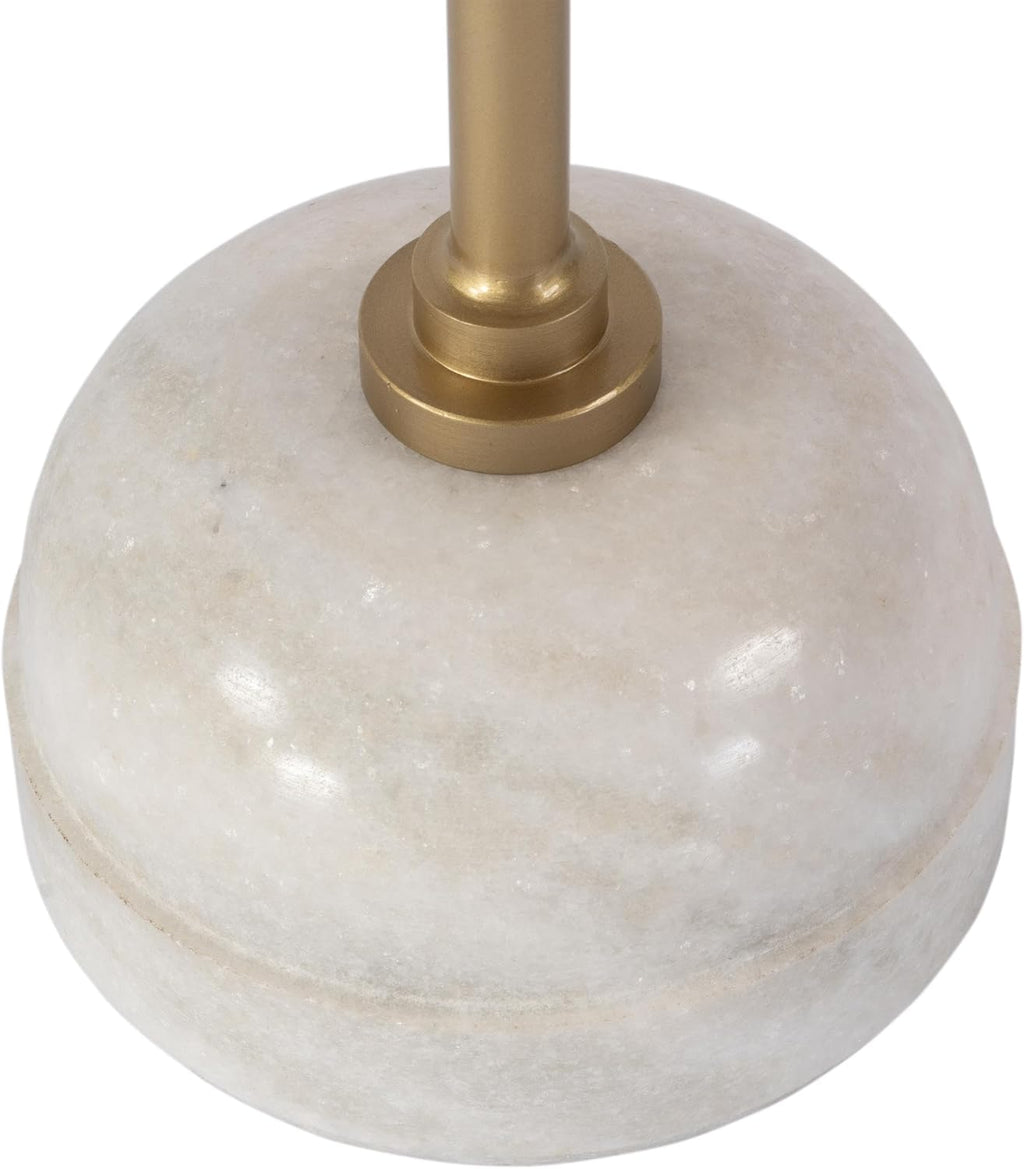 Butler Specialty Company Zion 16" Round Marble and Iron Side Table - Beige/White