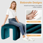 Flouki Velvet Ottoman Stools, Multifunctional Arch Ottomans, Makeup Vanity Stools, Ottomans for Bedroom, Dorm, Side Table Seat for Living Room, Entryway (Teal)