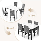 Hooseng Kitchen Table Set 5 Piece Dining Room Table Set Marble Dining Table 4 Chair Dining Table Set for Kitchen Living Room Breakfast Small Spaces (Grey)