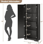 GarveeLife Tall Pantry Cabinet with Adjustable Shelves, 60" Freestanding Kitchen Pantry Storage Cabinet with Anti-Tip Device, MDF Cupboard for Kitchen, Bathroom, Living Room, Black