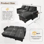 KCGKCG 82" L Shaped Sleeper Sofa Bed, Pull Out Couch Bed with Storage Chaise/Reclining Backrest, Sectional Couches for Living Room with USB Port, Foldable Table, Cup Holder, Side Pocket, Deep Grey