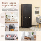 DORTALA 72” Tall Kitchen Pantry Cabinet, Wood Storage Cupboard w/ 4 Adjustable Shelves, 2 Cabinets & Drawer, Utility Freestanding Storage Cabinet for Kitchen, Hallway, Living Room, Brown