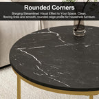 Nesting Coffee Table Set of 2, Wooden Marble Top (Black+Gold) | Nesting Tables, Sturdy Metal Frame, 120 LBS Capacity, Fits for Living Room, Bedroom, Easy Assembly