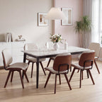 BV Dining Chairs Set of 2, PU Leather Armless Kitchen Chair in Modern Walnut Style, Mid Century Bentwood Side Chair with Wood Legs, Retro Accent Guest Chair for Kitchen Dining Room(Beige)