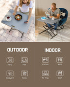 FanttikOutdoor Small Folding Table Quick Adjust 3 Heights, TV Tray, Dining | 2-Second One-Handed Adjustable Height, Foldable Laptop Desk, 3.2" Folded, No Assembly, 28 inch, 1 Pack, Grey Zeta X1 Pro