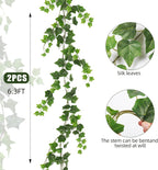 RECUTMS 2Pcs Fake Vines 74.8inch Artificial Ivy Garland Hanging Plants with Silk Leaves Greenery Decoration for Indoor Outdoor Wedding Home Kitchen Garden Office