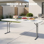 Folding Table 5FT, Heavy Duty Foldable Table for Indoor Outdoor Use, HDPE Rectangle Narrow Folding Table for Seminar, Home Office, Buffet, Camping, Party, White