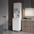 White Kitchen Pantry with Pneumatic Doors and Open Storage