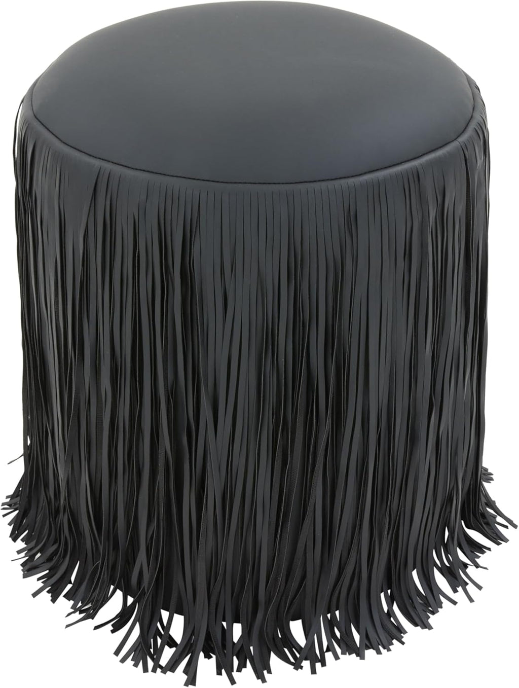 Tov Furniture Shag Me Black Performance Vegan Leather Ottoman