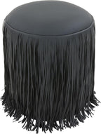 Tov Furniture Shag Me Black Performance Vegan Leather Ottoman