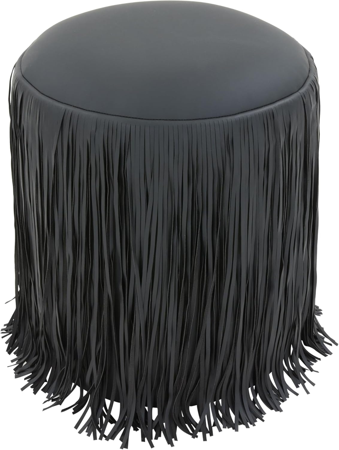Tov Furniture Shag Me Black Performance Vegan Leather Ottoman