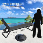 Domi Aluminum Pool Lounge Chair Outdoor Set of 2 Chaise Lounge Outdoor | Wheels, Adjustable, Textilene, Dark Gray, All Weather, Poolside, Backyard, Patio, Deck, Outside