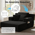 70"Chaise Lounge Chair, Oversized Chair & 2 Cup Holder 4 Pockets | Oversized Corduroy Lounge Chair Indoor Convertible, 3 Pillows, Deep Seat Sleeper Sofa Bed, Living Room, Reading, No Assembly