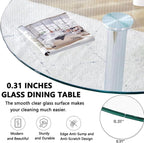 23.4" Round Glass Dining Table, Modern Circular, Sturdy Base and Perfect for 2-4 Seat, Bistro Style for Dining Room, Living Room, Balcony, Cafe