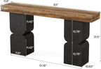 63-Inch Console Table, Heavy-Duty Look, Behind Couch Sofa Table, Color Blocking Design, Bold Structural Presence, Modern Entryway Furniture for Living Room, Hallway, Foyer, Brown + Black