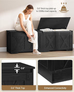 Hzuaneri 59" Storage Chest, Large Storage Trunk with 2 Hinges, Farmhouse Wooden Box Bench, Lift-Top Organizer Chest, Entryway Trunk for Bedroom, Living Room, Black SB15004X