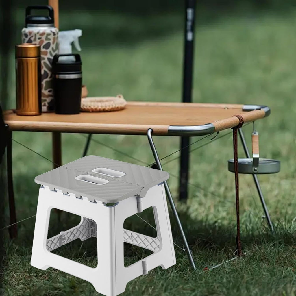 7.4'' Plastic Folding Step Stool with Carry Handle, Foldable Foot Stool | Fold Up Step Stool, Durable And Anti-Slip Base, Compact Foot Stool For Bathroom Bedroom Living Room Outdoor