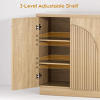 Yechen 55" Fluted Sideboard Buffet Cabinet with Storage, Credenza, Natural
