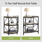 LITTLE TREE Half Moon End Table, Half Round Side Table for Living Room, 3-Tier Half Circle Night Stand for Bedroom, Grey Small Wood Accent Table for Couch, Sofa, Bed