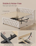VASAGLE King Platform Bed Frame, Upholstered, Wooden Slats