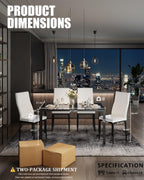 Dining Table Set for 4, Kitchen Table and Chairs Set of 4, 5 Piece Modern Dining Room Table Set with Tempered Glass Top and PU Leather Chairs for Small Space, Apartment, Poker
