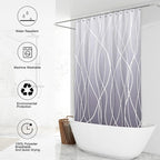 Punkray Ombre Purple Shower Curtain for Bathroom with Hooks, White Shower Curtain Set, Stripe Bath Curtains Decorative Shower Curtains Water Repellent Washable, 72 x 72