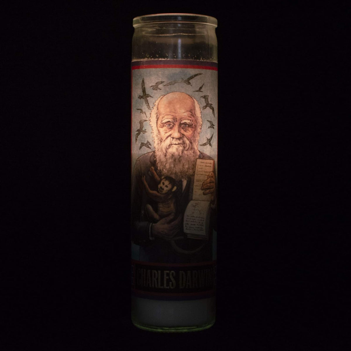 Charles Darwin Secular Saint Candle - 8.5 Inch Tall Glass Prayer Votive - Made in The USA