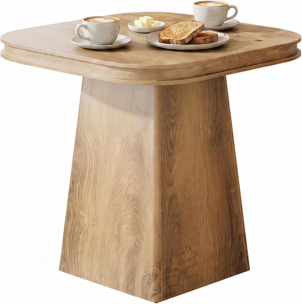 Square Dining Table for 2-4, 31.5-Inch Small Kitchen Table with Sturdy Pedestal Base, Farmhouse Wood Dinner Table for Dining Room, Living Room, Kitchen (Natural)