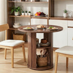 MAHANCRIS 31.5" Round Dining Table with Storage Shelf for 2-3, Circle Kitchen Dinner Table with Thick Tabletop, for Small Spaces, Circle Nook Table for Kitchen & Dining Room, Walnut DTWA8501
