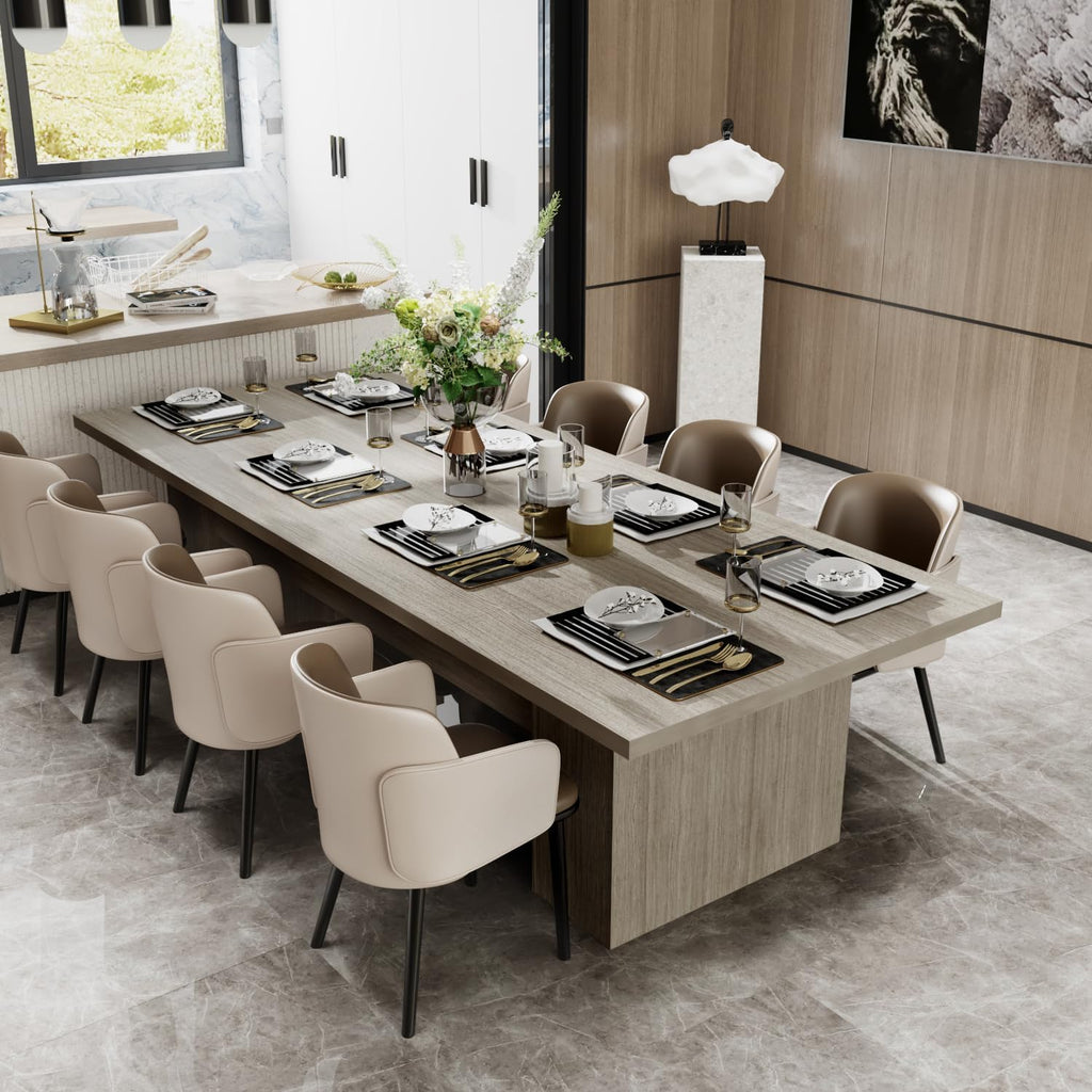 MOUMON 118 inch Kitchen Dining Table for 8-10, Wood Rectangular Kitchen Table, Large Long Dining Table with Wooden Frame, No Chairs, for Dining Room Grey (118.1”W x 47.2”D x 29.5”H)