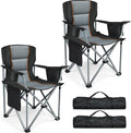 Camping Chairs, 2 Pack Oversized Heavy Duty Fully Padded Folding Chairs | with Cup Holder, Cooler Bag and Side Pocket, Support 400 LBS, Carry Bag Included, Versatile for Sports,Outdoors & Lawns