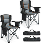 Camping Chairs, 2 Pack Oversized Heavy Duty Fully Padded Folding Chairs | with Cup Holder, Cooler Bag and Side Pocket, Support 400 LBS, Carry Bag Included, Versatile for Sports,Outdoors & Lawns
