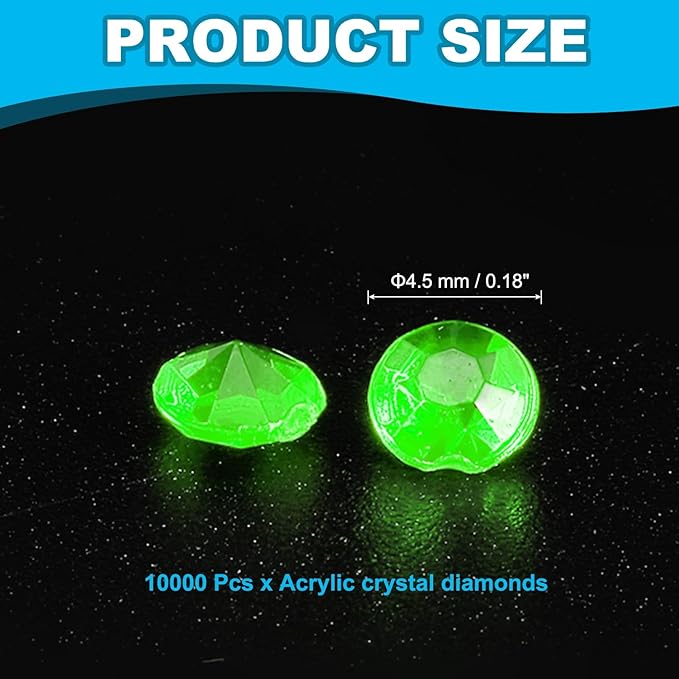 PATIKIL 10000 Pcs Wedding Table Scatter Confetti Crystals 4.5mm Acrylic Diamonds Vase Fillers Gems for Table Centerpiece Decorations Party Vase Beads, Grass Green