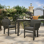 Outdoor Dining Chair Set of 2,White Aluminum Frame with Beige Cushion, 300lbs Capacity, All-Weather Patio Seating for Backyard, Deck & Garden (Grey Frame + Grey Cushion)