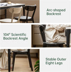 Dining Chairs, Kitchen Chairs, 100% Oak Solid Wood Modern Chair with Curved Backrest Kitchen & Dining Room Chairs Modern Chair for Living Room, Dining Room (6, Black)